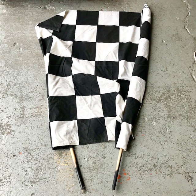 FLAG, Grand Prix and Garage - Black & White 100 x 180cm w Dowel Each End
